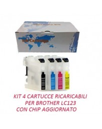 Kit 4 Cartuccia ricaricabile vuota per Brother LC-123 nero ciano magenta giallo